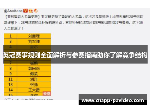 英冠赛事规则全面解析与参赛指南助你了解竞争结构